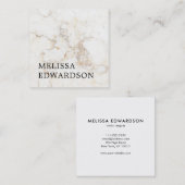 Eenvoudige elegante witte marmer professional vierkante visitekaartje (Voorkant / Achterkant)