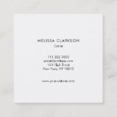 Eenvoudige elegante witte marmer vierkante visitekaartje (Achterkant)