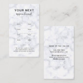 Eenvoudige elegante witte marmeren schoonheidssalo afsprakenkaartje (Voorkant / Achterkant)