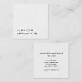 Eenvoudige elegante witte minimalistische professi vierkante visitekaartje (Voorkant / Achterkant)