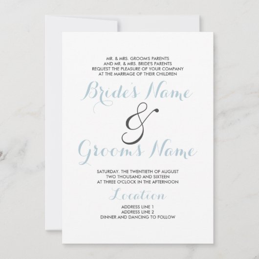 Eenvoudige elegante witte pastel blauwe moderne br kaart (Voorkant)