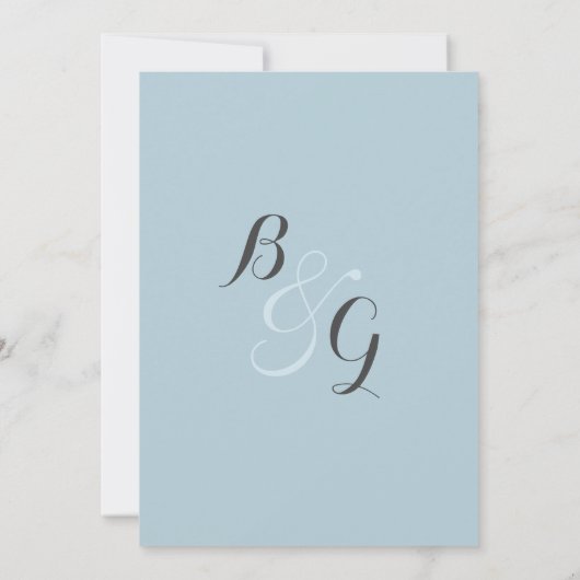 Eenvoudige elegante witte pastel blauwe moderne br kaart (Achterkant)