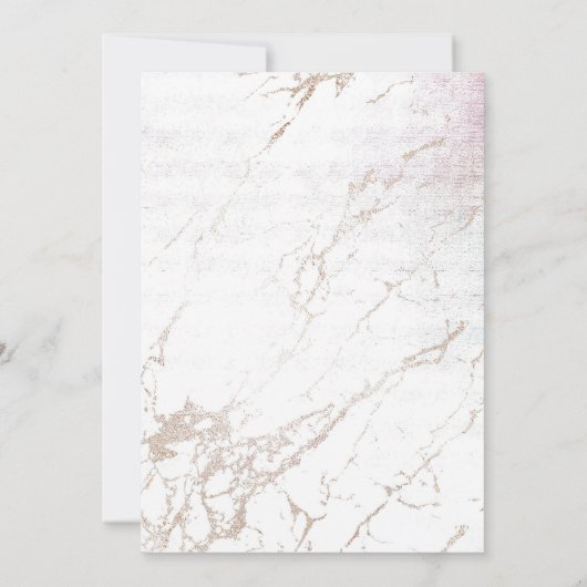 EENVOUDIGE ELEGANTE WITTE ROSE GOUDE MARBLE WEDING KAART (Achterkant)