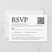 Eenvoudige Elegante Witte RSVP Kaart Met Menu Keuz (Voorkant)