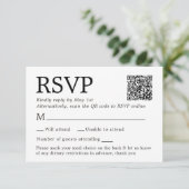 Eenvoudige Elegante Witte RSVP Kaart Met Menu Keuz (Staand voorkant)