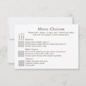 Eenvoudige Elegante Witte RSVP Kaart Met Menu Keuz (Achterkant)