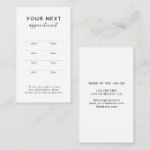 Eenvoudige elegante witte schoonheidssalon afspraa afsprakenkaartje (Voorkant / Achterkant)