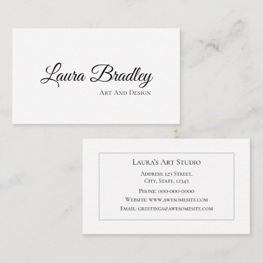 Eenvoudige elegante witte standaard, 3,5-inch x 2, visitekaartje (Voorkant / Achterkant)