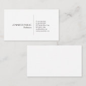 Eenvoudige elegante witte vlakte moderne professio visitekaartje (Voorkant / Achterkant)
