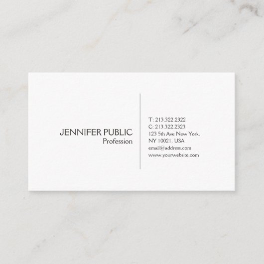 Eenvoudige elegante witte vlakte moderne professio visitekaartje (Voorkant)