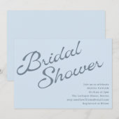 Eenvoudige Elegante Zachte Blauwe Script Bruidsmei Kaart (Voorkant / Achterkant)