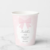 Eenvoudige Elegante Zachte Pastel Roze Bow Meisje Papieren Bekers (Achterkant)