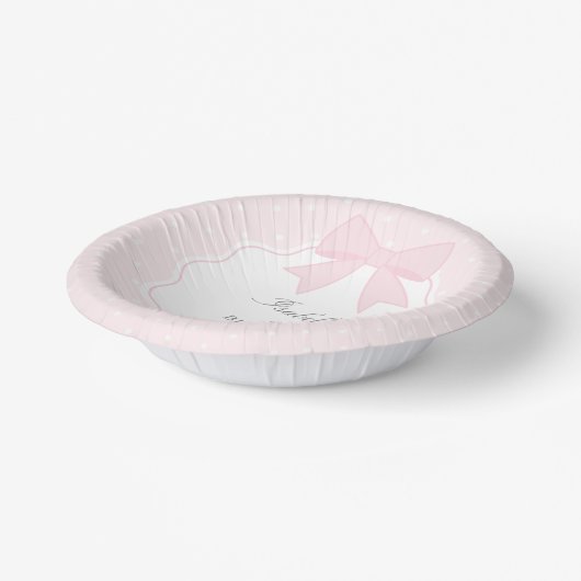 Eenvoudige Elegante Zachte Pastel Roze Bow Meisje  Papieren Kommen (Gebogen)