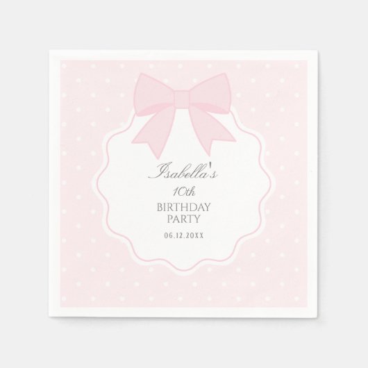 Eenvoudige Elegante Zachte Pastel Roze Bow Meisje  Servet (Voorkant)