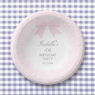 Eenvoudige Elegante Zachte Pastel Roze Strik Meisj Papieren Kommen