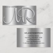 Eenvoudige elegante zilver op het Zilver Manuscrip Visitekaartje (Voorkant / Achterkant)