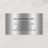 Eenvoudige elegante zilver op het Zilver Manuscrip Visitekaartje (Achterkant)