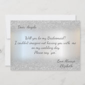Eenvoudige Elegante Zilveren Glitter Bokeh Bruidsm Kaart (Achterkant)