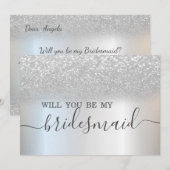 Eenvoudige Elegante Zilveren Glitter Bokeh Bruidsm Kaart (Voorkant / Achterkant)