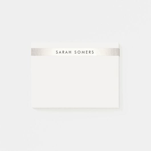 Eenvoudige Elegante Zilveren Streep Gepersonalisee Post-it® Notes (Voorkant)