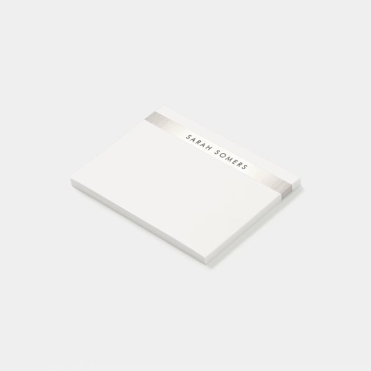 Eenvoudige Elegante Zilveren Streep Gepersonalisee Post-it® Notes (Schuin)