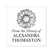 Eenvoudige Elegante Zonnebloem #4 Bibliotheek Boek Zelfinktende Stempel (Design)