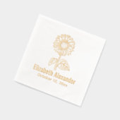 Eenvoudige Elegante Zonnebloem #4 Naam Datum Folie Servetten (Links)