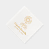 Eenvoudige Elegante Zonnebloem #4 Naam Datum Folie Servetten (Rechts)