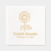 Eenvoudige Elegante Zonnebloem #4 Naam Datum Folie Servetten (Voorkant)