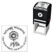 Eenvoudige Elegante Zonnebloem #4R Naam Retour Adr Zelfinktende Stempel (In situ)