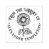 Eenvoudige Elegante Zonnebloem Ronde Bibliotheek B Zelfinktende Stempel (Design)