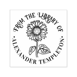 Eenvoudige Elegante Zonnebloem Ronde Bibliotheek B Zelfinktende Stempel