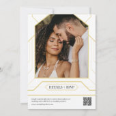 Eenvoudige Elegante Zwart Goud Art Deco QR Code Fo Kaart (Achterkant)