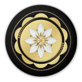 Eenvoudige Elegante Zwart Gouden Bloem Keramische Knop (Voorkant)