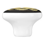 Eenvoudige Elegante Zwart Gouden Bloem Keramische Knop (Zijkant)