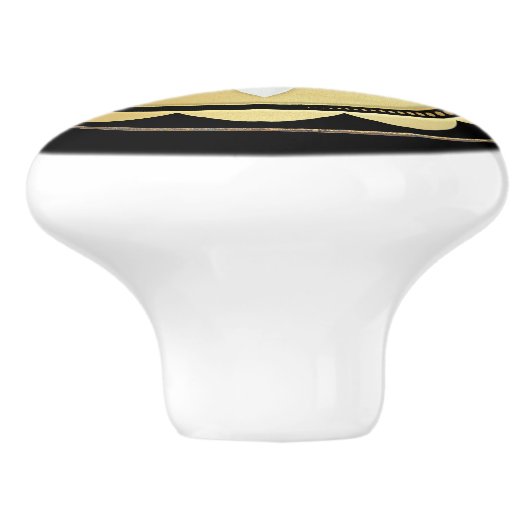 Eenvoudige Elegante Zwart Gouden Bloem Keramische Knop (Zijkant)