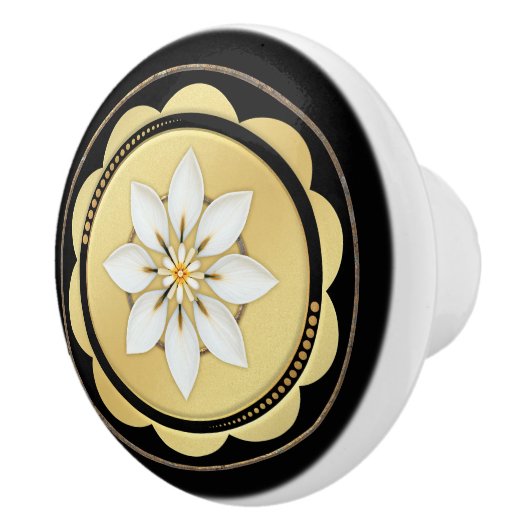 Eenvoudige Elegante Zwart Gouden Bloem Keramische Knop (Rechts)