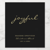 Eenvoudige Elegante Zwart & Gouden Kerstmis/Vakant Wijn Etiket (Enkel label)