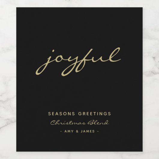 Eenvoudige Elegante Zwart & Gouden Kerstmis/Vakant Wijn Etiket (Enkel label)