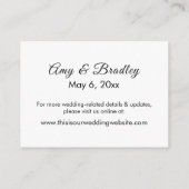 Eenvoudige elegante zwart wit bruiloft accommodati informatiekaartje (Achterkant)