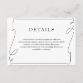 Eenvoudige elegante zwart-wit bruiloft details informatiekaartje (Voorkant)