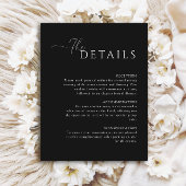 Eenvoudige Elegante zwart-wit bruiloft details Informatiekaartje