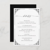 Eenvoudige elegante zwart-wit bruiloft details informatiekaartje (Voorkant / Achterkant)