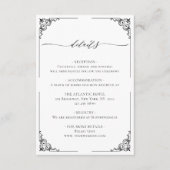 Eenvoudige elegante zwart-wit bruiloft details informatiekaartje (Voorkant)