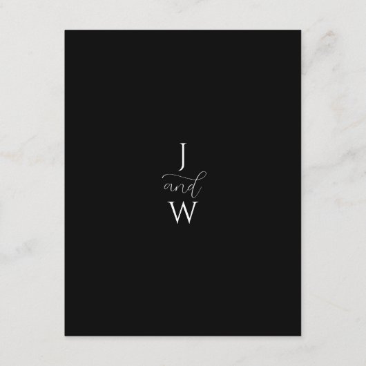 Eenvoudige Elegante zwart-wit bruiloft details Informatiekaartje (Achterkant)