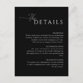 Eenvoudige Elegante zwart-wit bruiloft details Informatiekaartje (Voorkant)