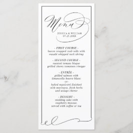 Eenvoudige elegante zwart-wit bruiloft menu Kaart