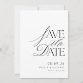 Eenvoudige elegante zwart-wit chique bruiloft save the date (Voorkant)