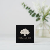 Eenvoudige Elegante Zwart Wit Classic Tree Logo Vierkante Visitekaartje (Staand voorkant)