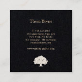 Eenvoudige Elegante Zwart Wit Classic Tree Logo Vierkante Visitekaartje (Achterkant)
